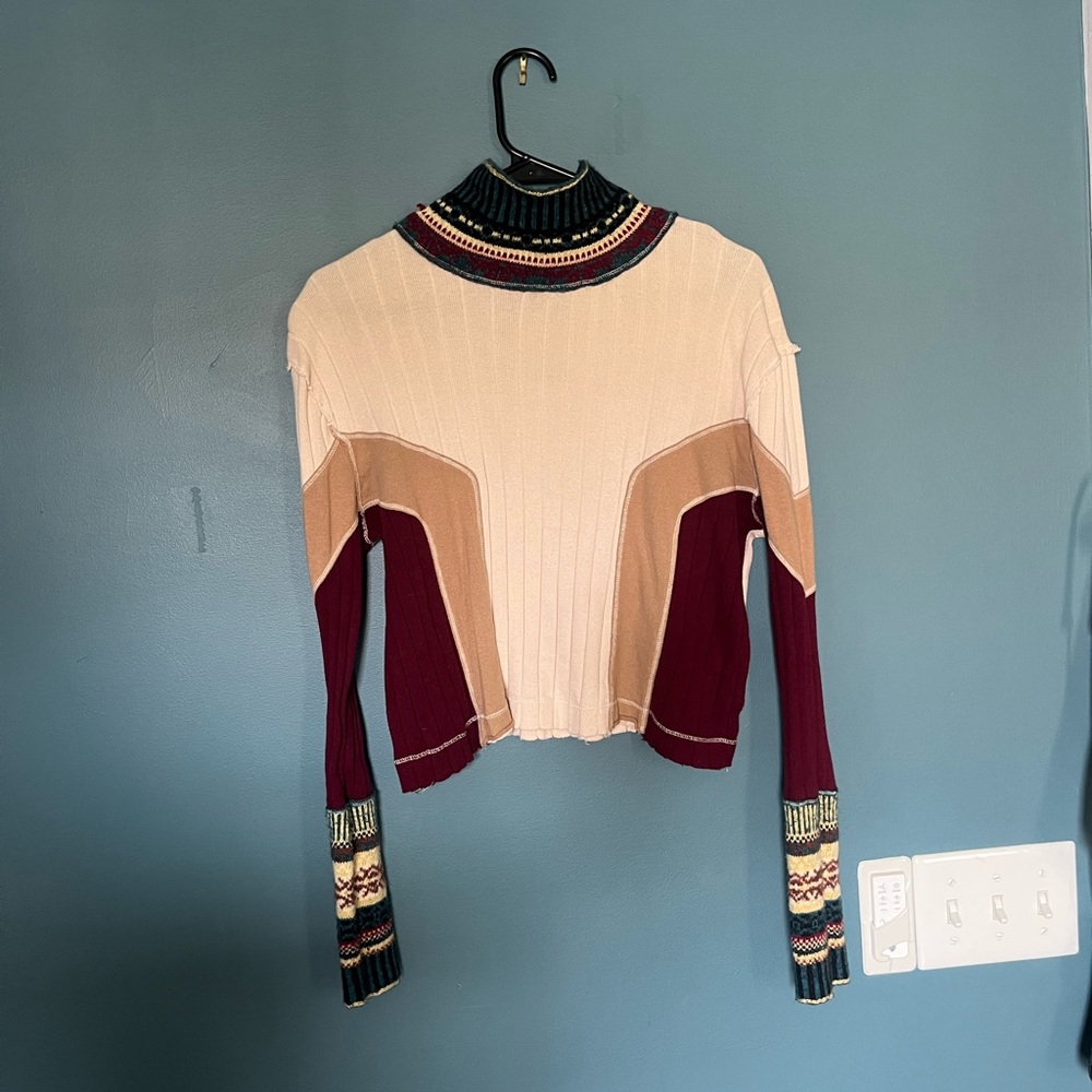 Free People Multicolor Knit Turtleneck Sweater